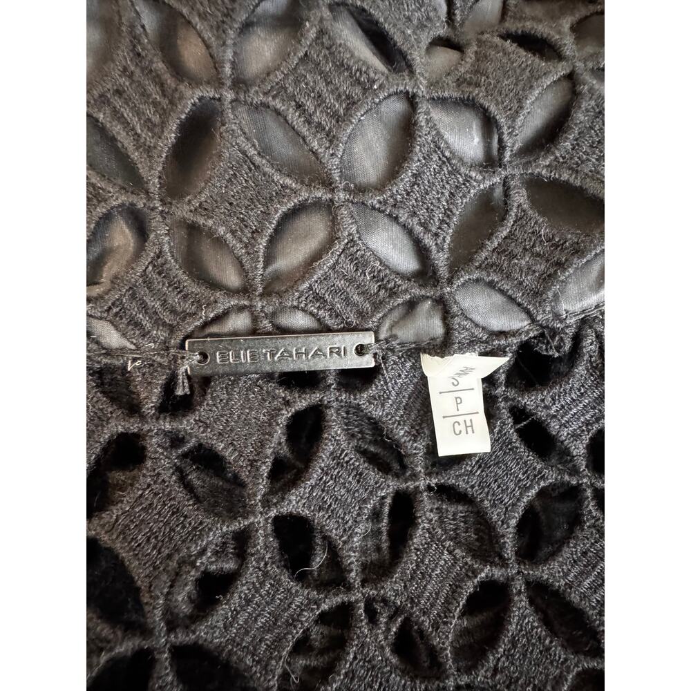 Elie Tahari Black Sheer Crochet Lace Front Belted Swim Cover up Dress Small - Picture 6 of 6